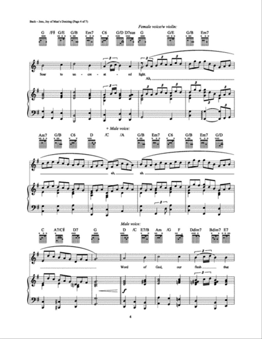 Jesu, Joy of Man's Desiring Piano, Vocal, Guitar scores gallery preview page 4