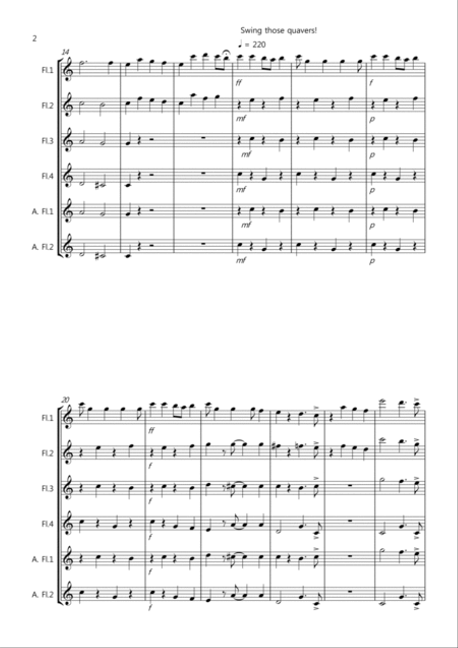 Three Blind Mice for Flute Quartet Flute Quartet scores gallery preview page 2