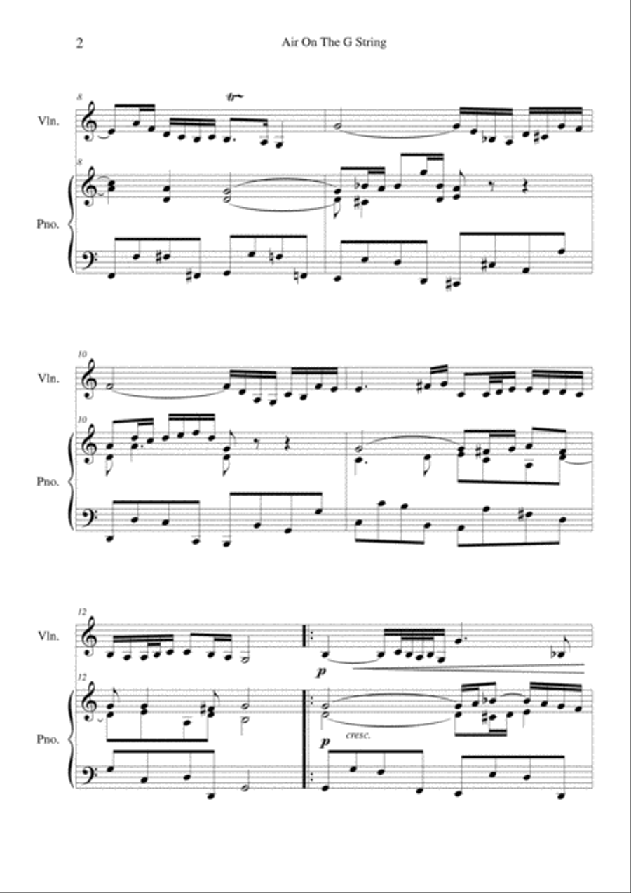 Air On The G String C Major Violin Solo scores gallery preview page 2