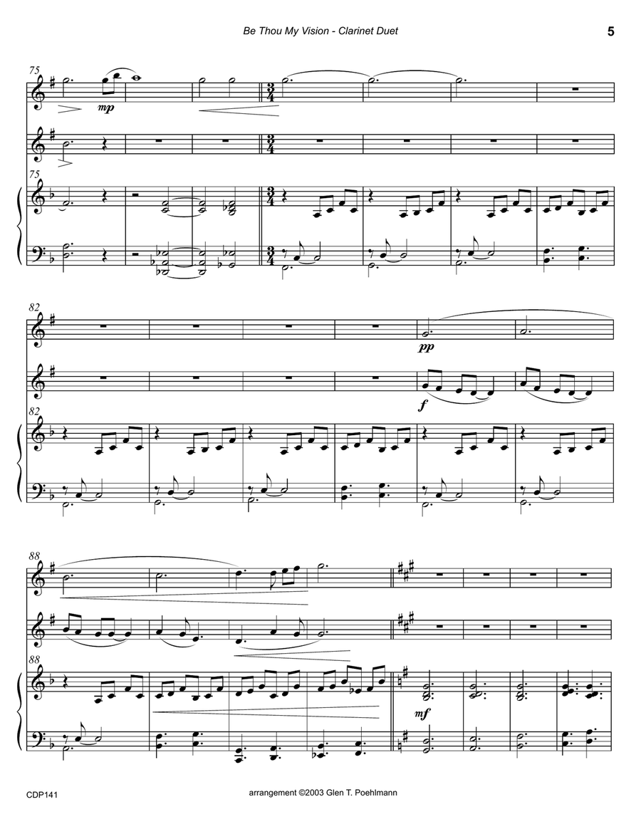 BE THOU MY VISION - CLARINET DUET with Piano Accompaniment Clarinet Duet scores gallery preview page 5
