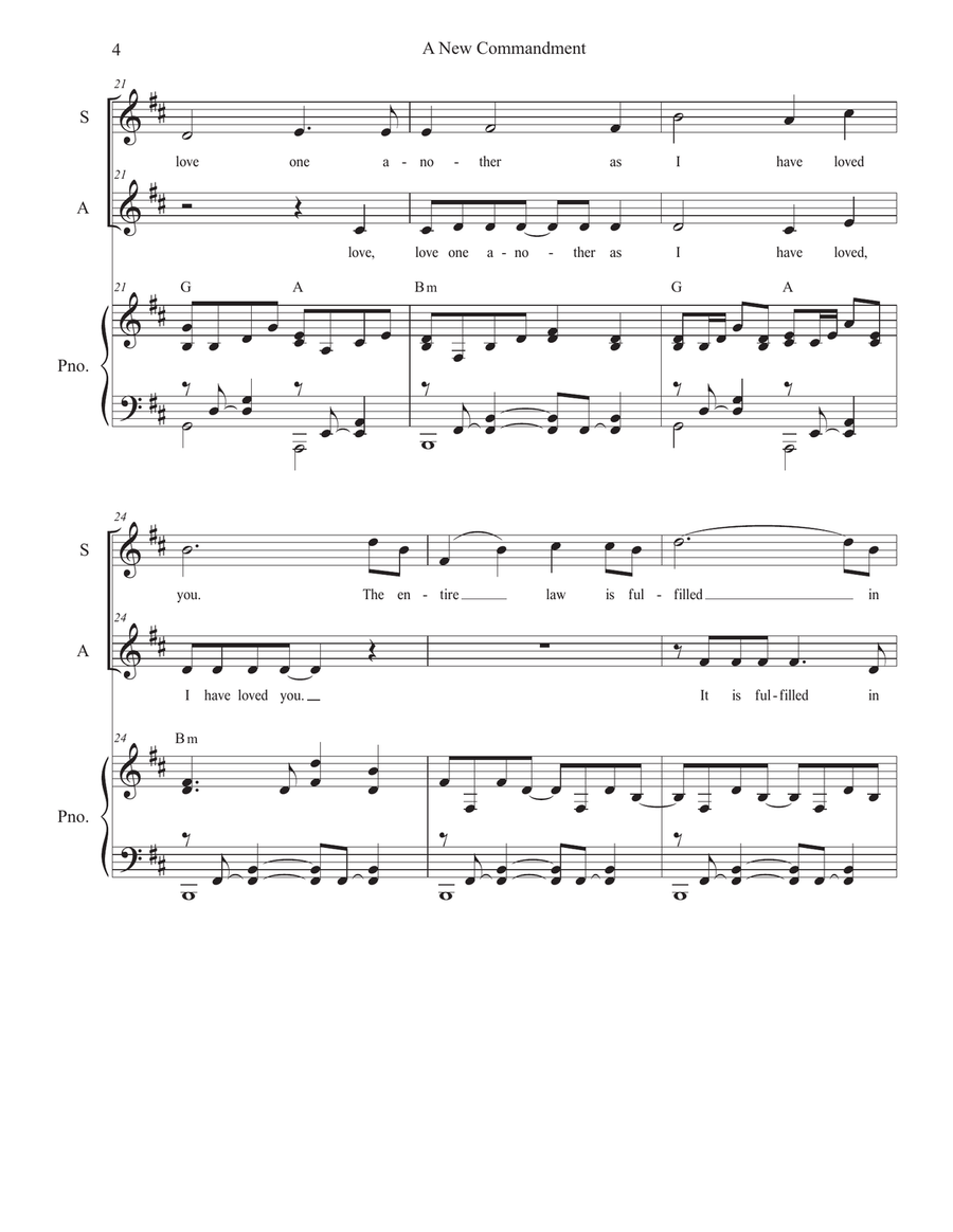 A New Commandment (Love One Another) (Duet for Soprano and Alto solo) Alto Voice scores gallery preview page 4