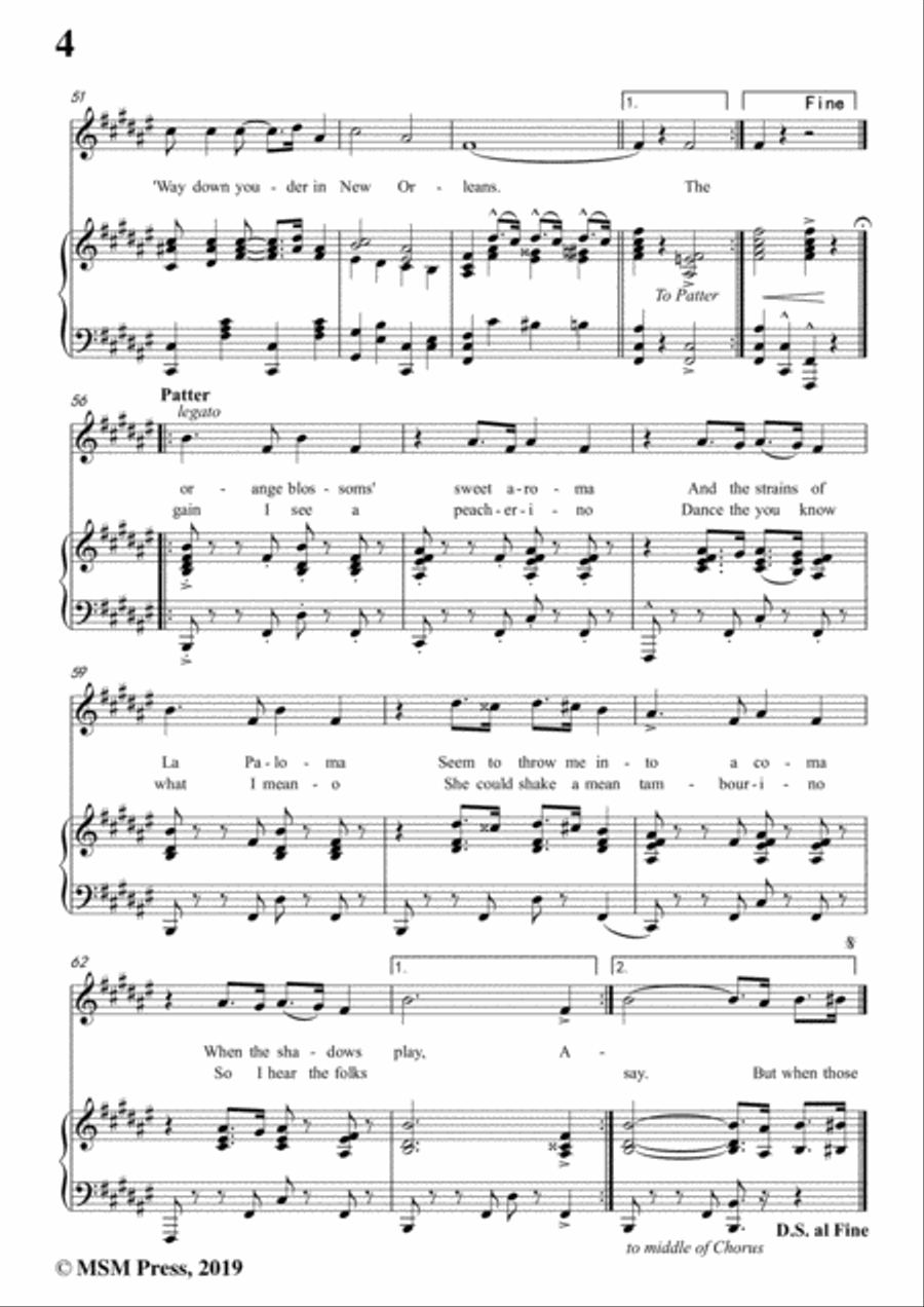Turner Layton-Way Down Yonder in New Orleans,in F sharp Major,for Voice&Pno Voice scores gallery preview page 6