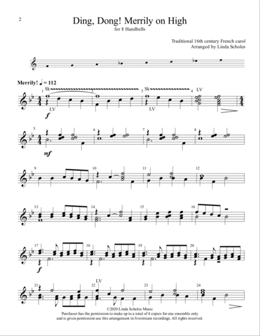 Ding, Dong! Merrily on High (for 8 handbells) Handbell Choir scores gallery preview page 2