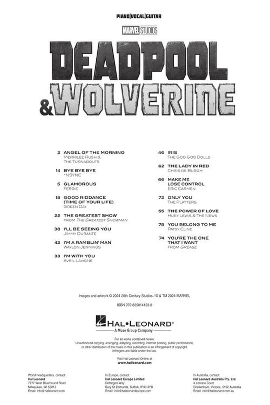 Deadpool & Wolverine Deadpool & Wolverine Piano, Vocal, Guitar scores gallery preview page 3
