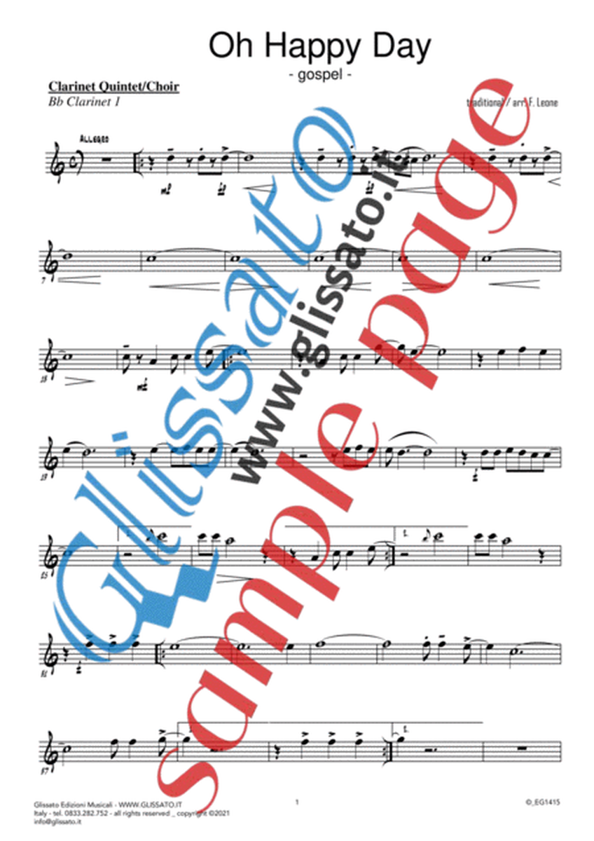 Oh Happy Day - Clarinet Quintet/Choir (10 parts & score) image number null