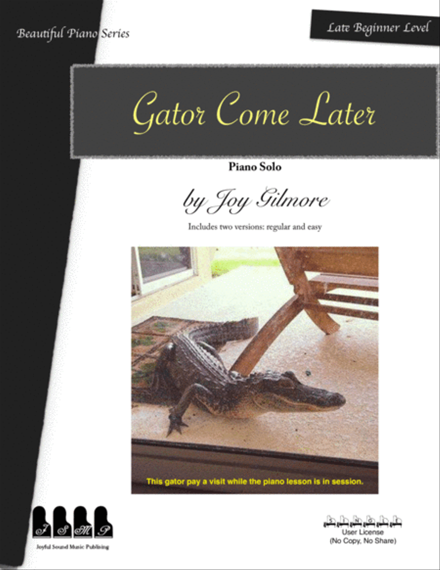 Gator Come Later piano solo for beginner, includes two versions Piano Method scores gallery preview page 1