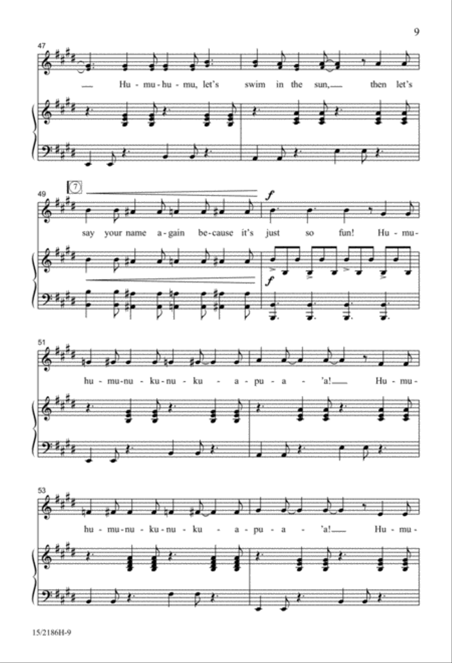 Little Fish, Big Name (The Happy Hawaiian Humu) Unison Choir scores gallery preview page 9