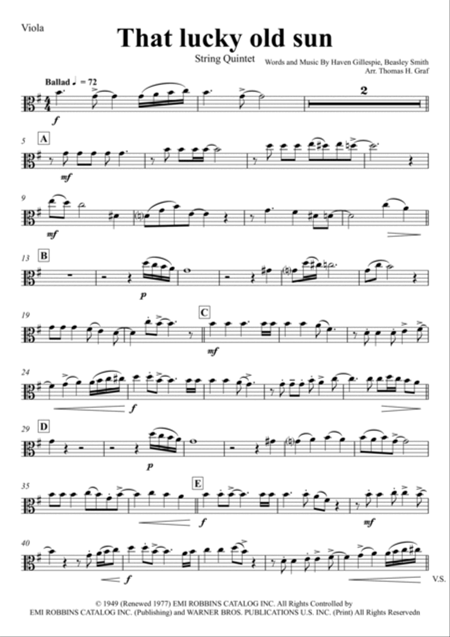 That Lucky Old Sun String Quintet scores gallery preview page 6