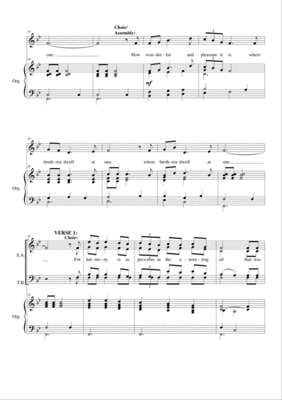 Psalm 133: How Wonderful and Pleasant it is 4-Part scores gallery preview page 3