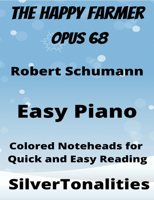 The Happy Farmer Opus 68 Easy Piano Sheet Music with Colored Notes