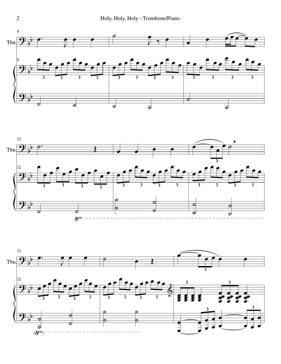 HOLY, HOLY, HOLY (Trombone Piano and Trombone Part) Piano scores gallery preview page 2