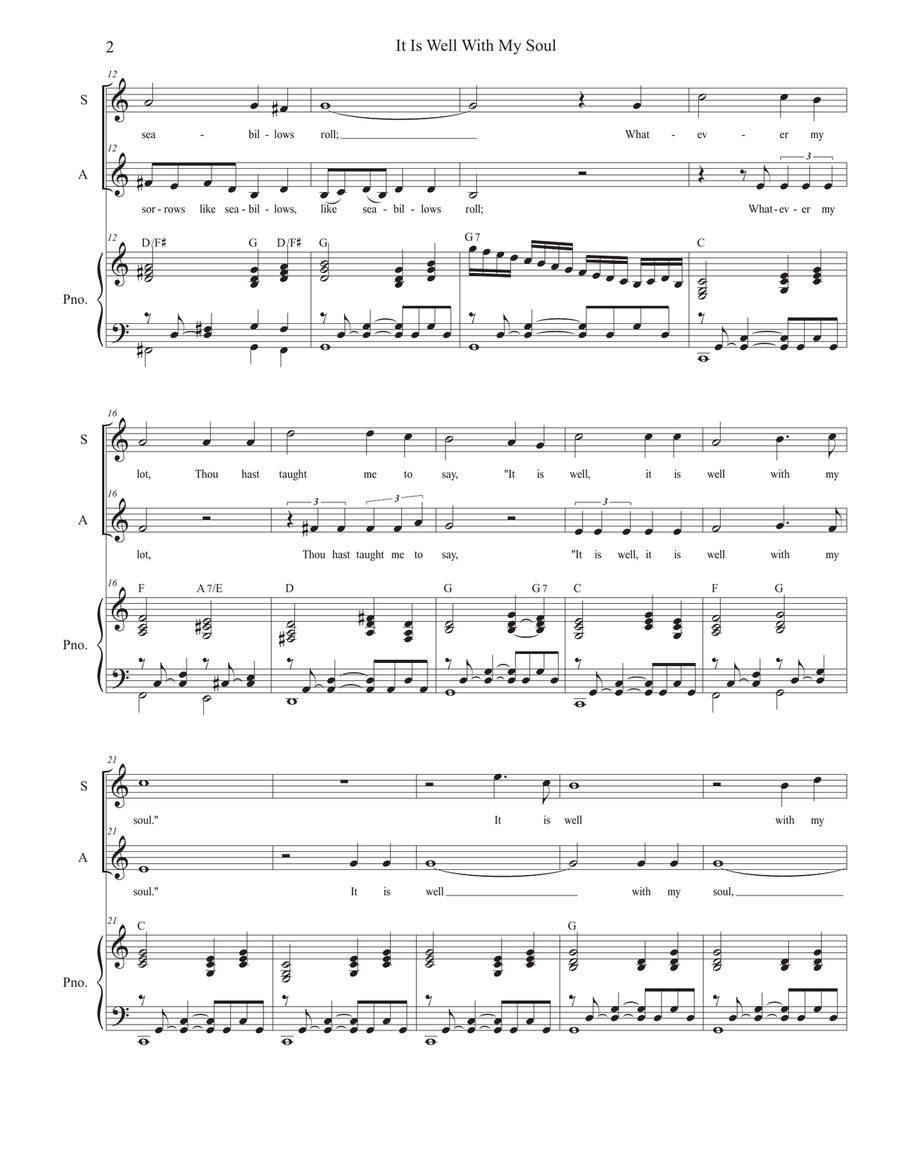 It Is Well With My Soul (Duet for Soprano and Alto solo) Alto Voice scores gallery preview page 2