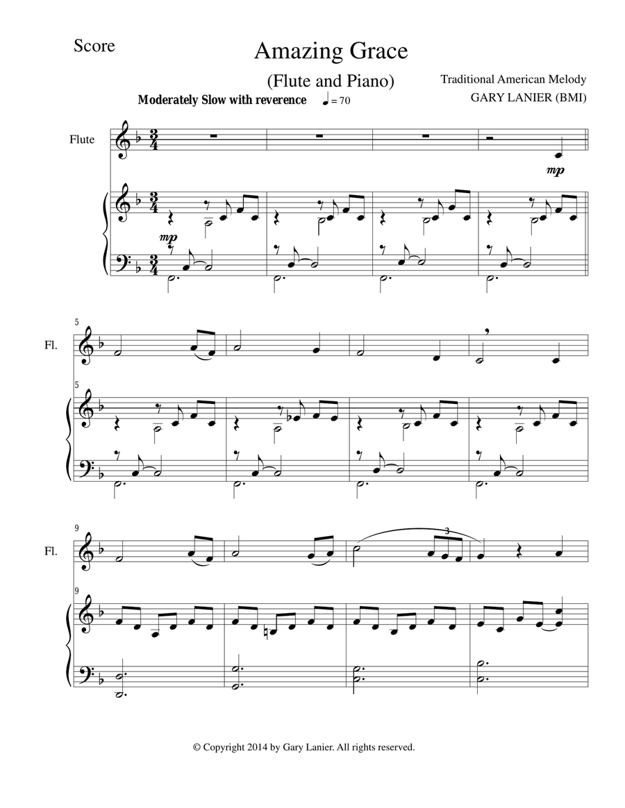 Gary Lanier: HYMNS of GRACE (Duets for Flute & Piano) Woodwind Duet scores gallery preview page 2