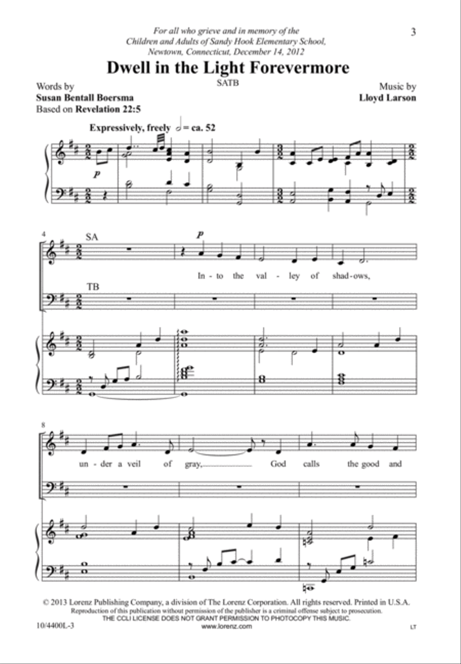 Dwell in the Light Forevermore 4-Part scores gallery preview page 3