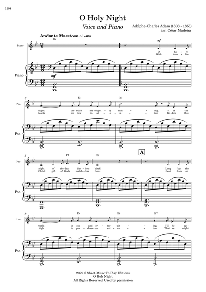 O Holy Night - Voice and Piano - Bb Major - W/Chords (Full Score and Parts) image number null