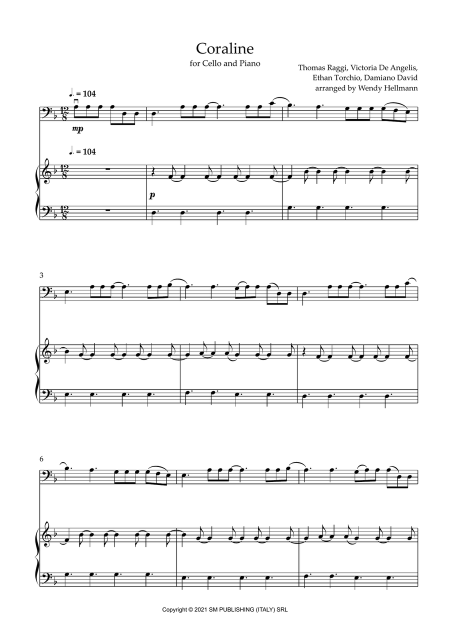 Coraline Piano scores gallery preview page 1