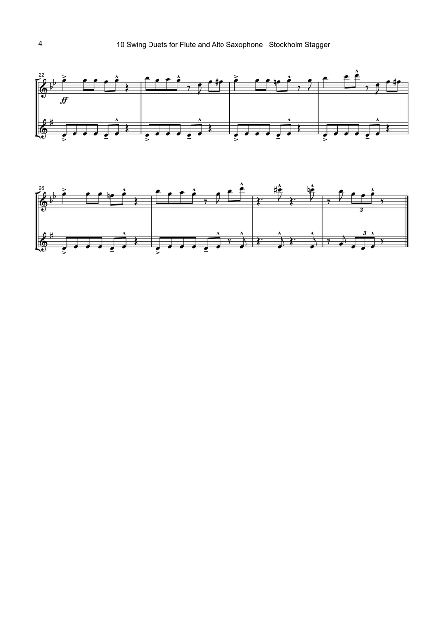10 Swing Duets for Flute and Alto Saxophone Woodwind Duet scores gallery preview page 5