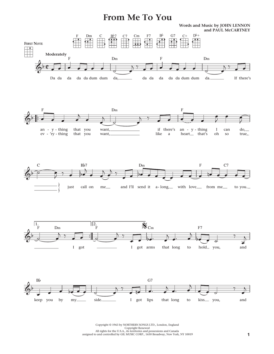 From Me To You (from The Daily Ukulele) (arr. Liz and Jim Beloff) Ukulele scores gallery preview page 1