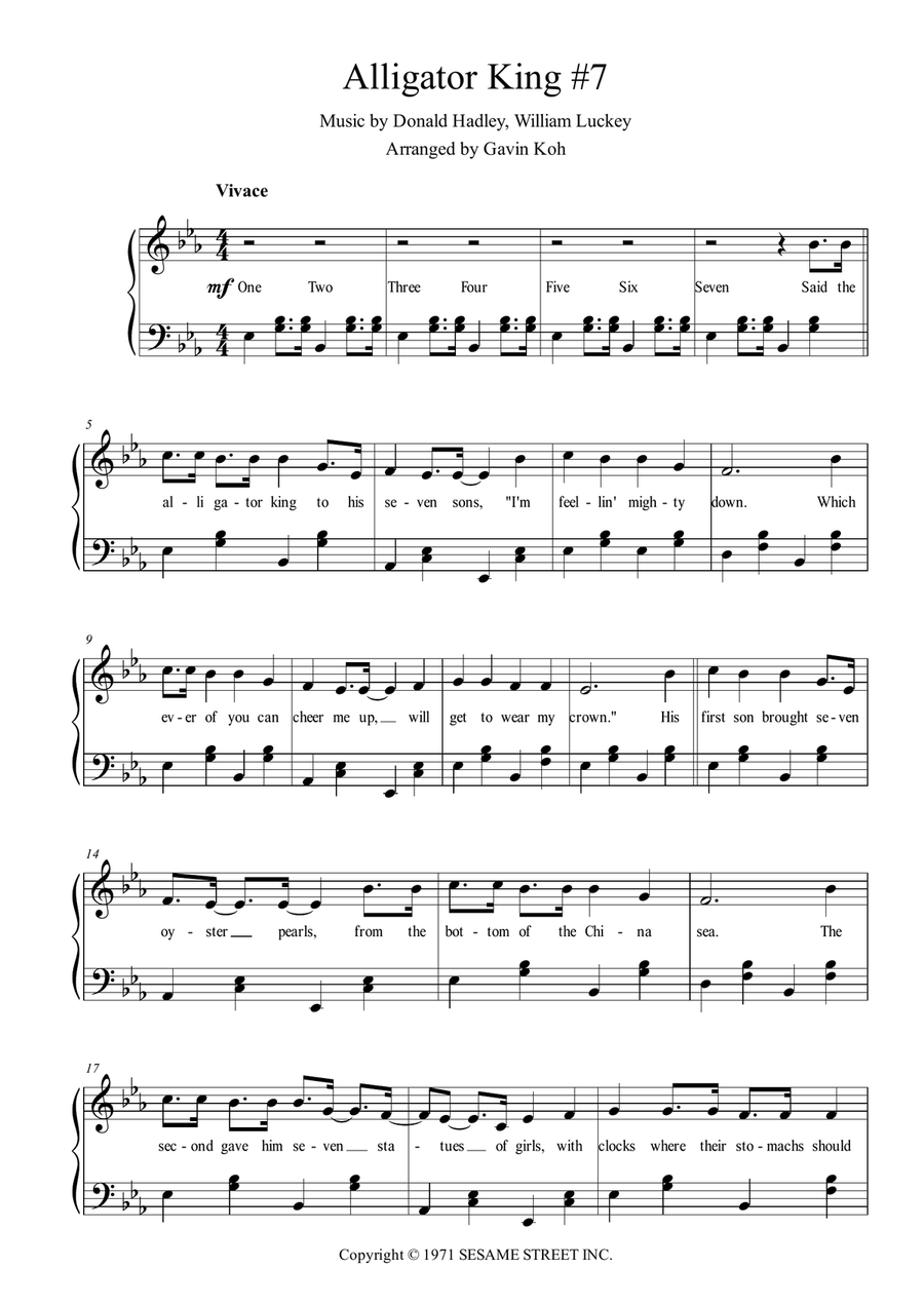 Alligato King Number 7 Piano, Vocal scores gallery preview page 1
