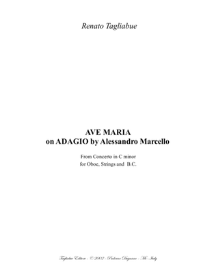 AVE MARIA on ADAGIO by Alessandro Marcello - For Soprano, Alto and Piano/Organ