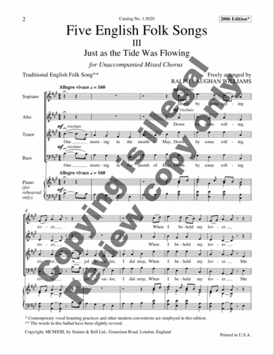 Just As the Tide Was Flowing (Choral Score) 4-Part scores gallery preview page 3