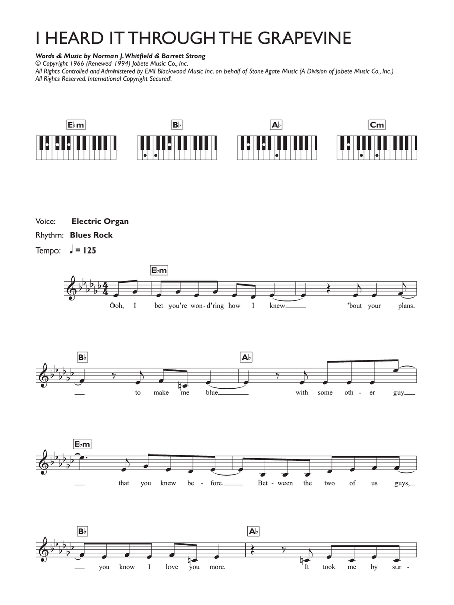 I Heard It Through The Grapevine Piano Solo scores gallery preview page 1