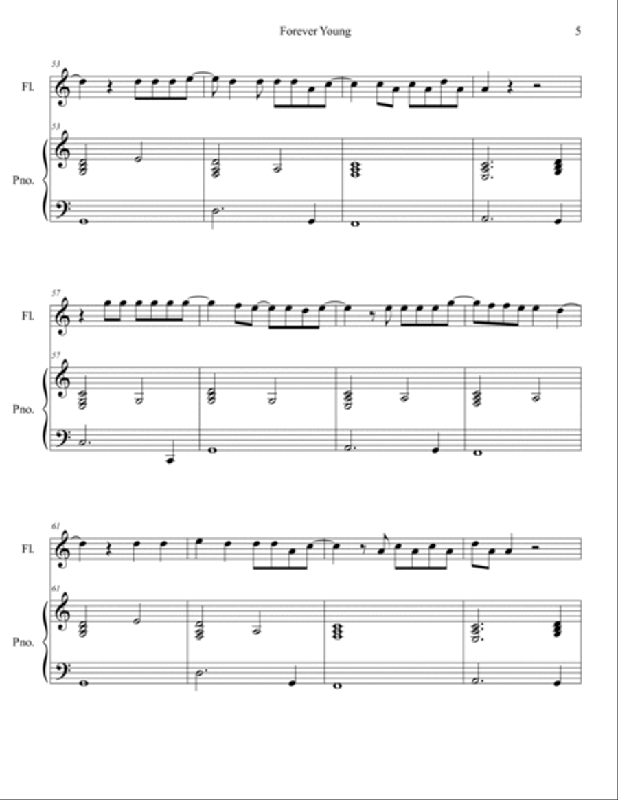 Forever Young Flute Solo scores gallery preview page 6