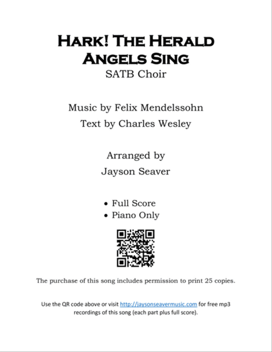 Hark! The Herald Angels Sing 4-Part scores gallery preview page 1
