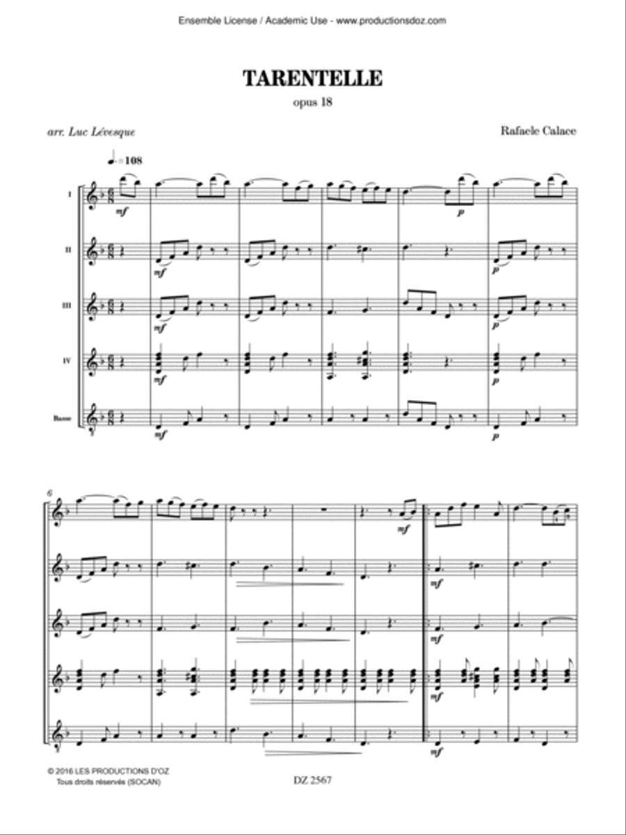 Tarentelle, Op. 18 Guitar Ensemble scores gallery preview page 3