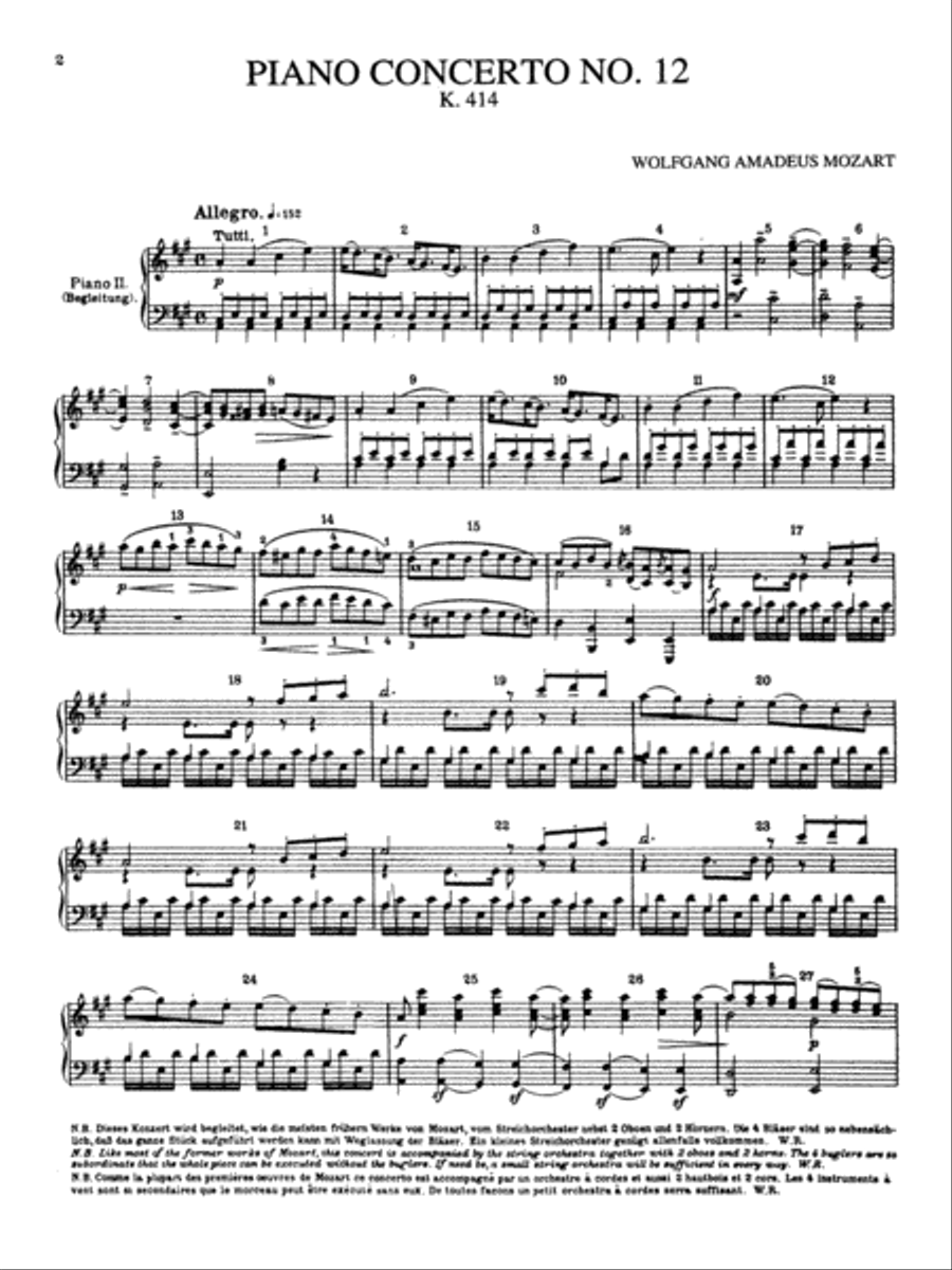 Piano Concerto No. 12 in A Major, K. 414