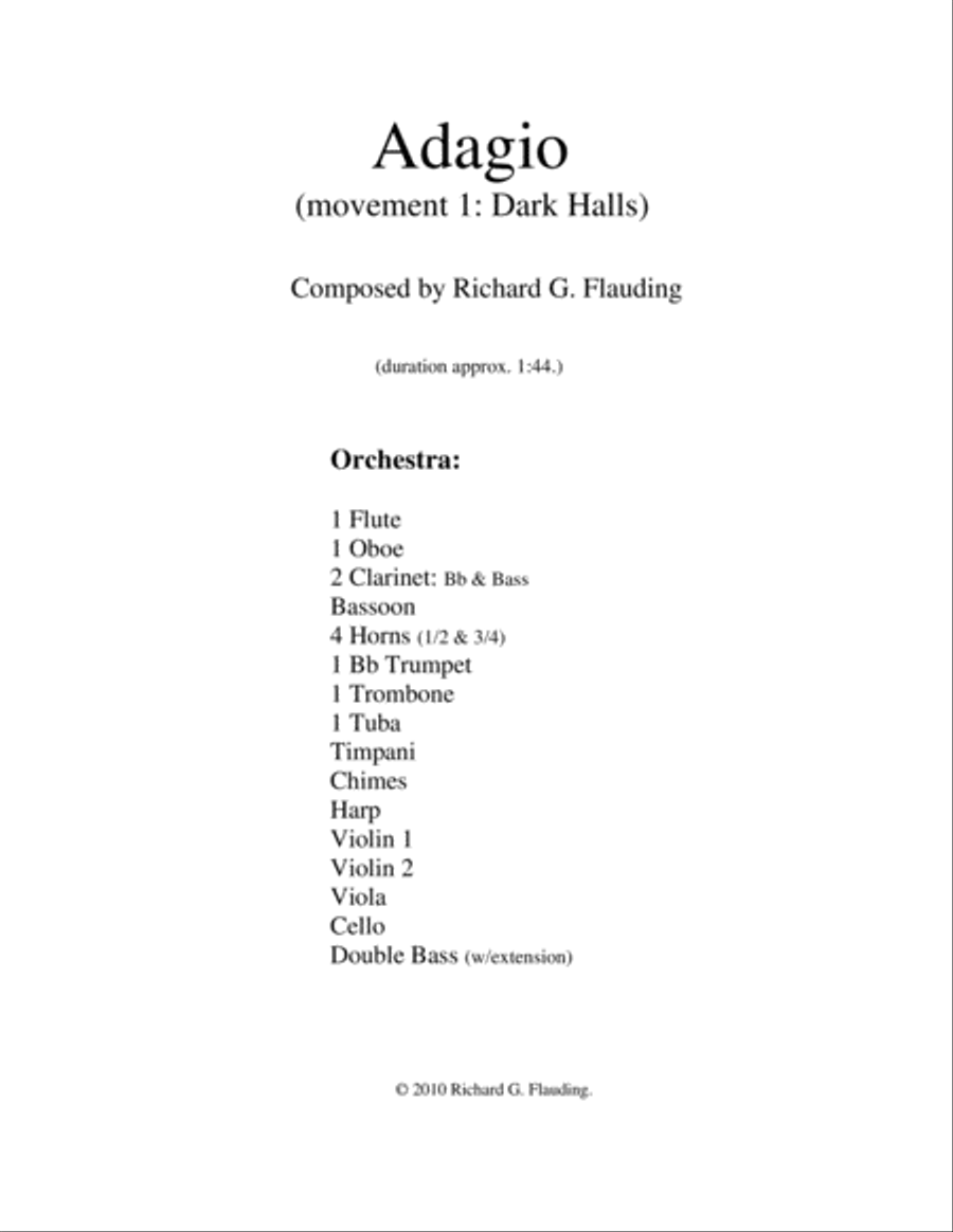 Adagio (Orchestra) Full Orchestra scores gallery preview page 1