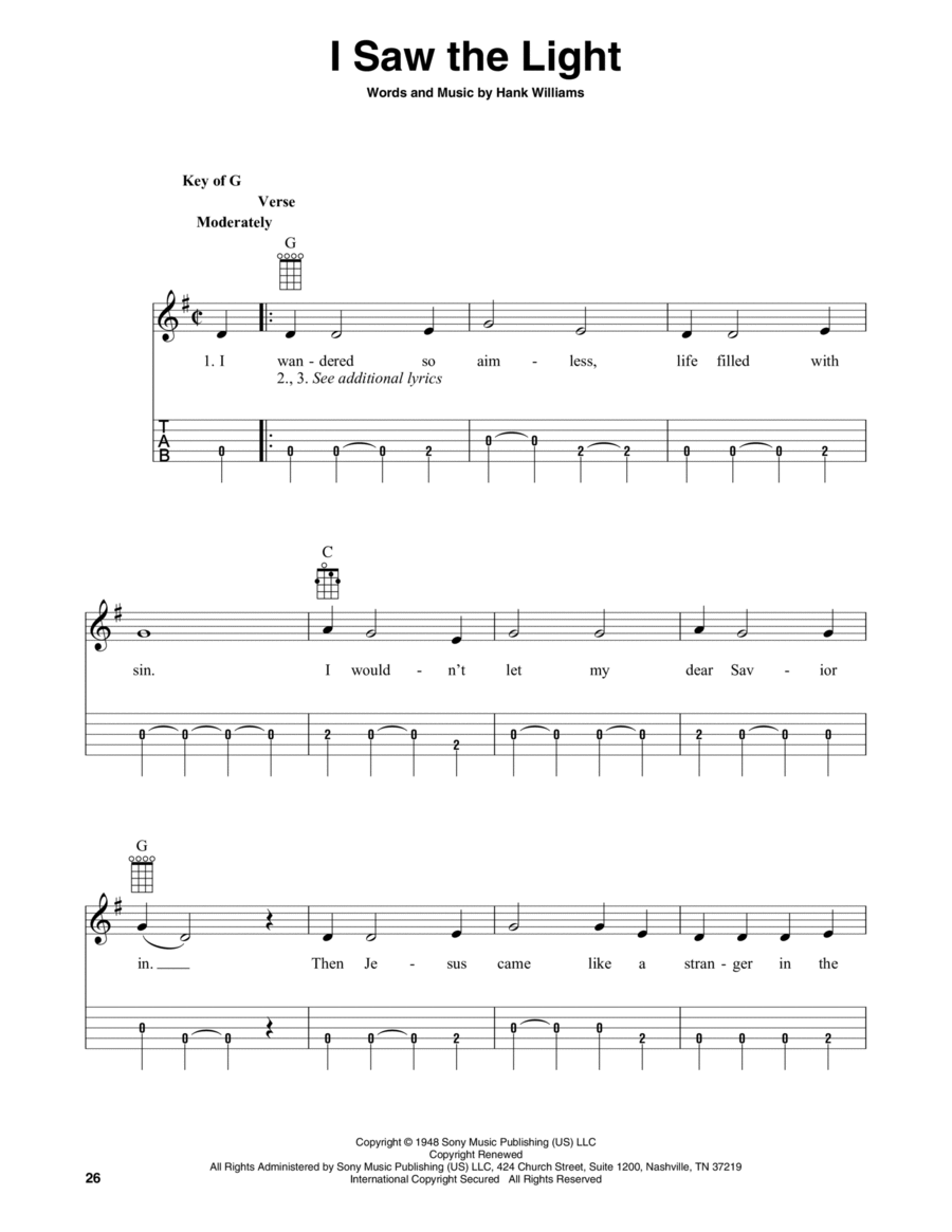 I Saw The Light (arr. Fred Sokolow) Banjo scores gallery preview page 1