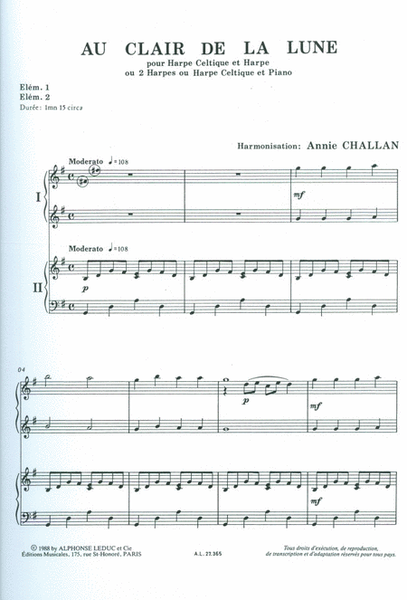 Au Clair De Lune (harps 2)