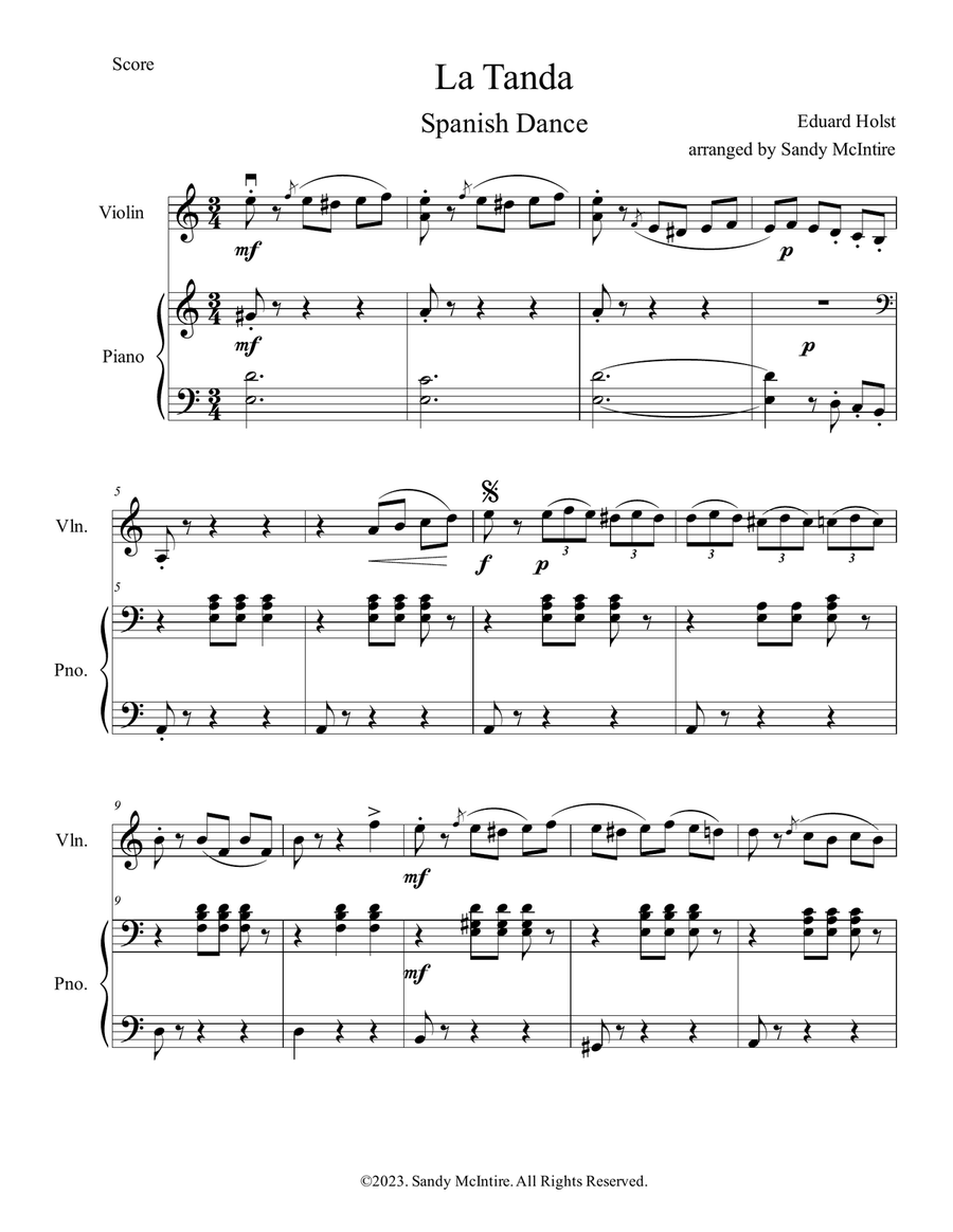 La Tanda (Spanish Dance) Violin Solo scores gallery preview page 1