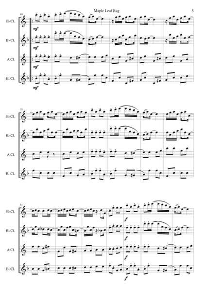 Maple Leaf Rag for clarinet quartet (E flat, B flat, alto and bass) image number null