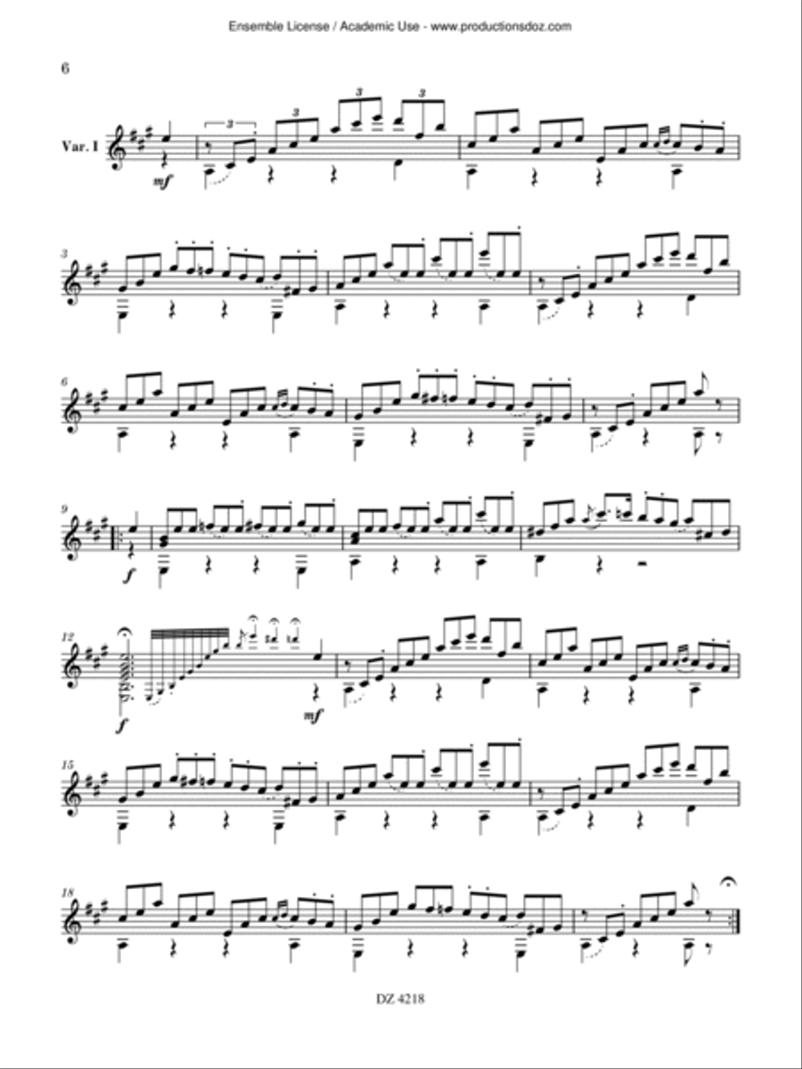 Introduction und Variationen Classical Guitar scores gallery preview page 6