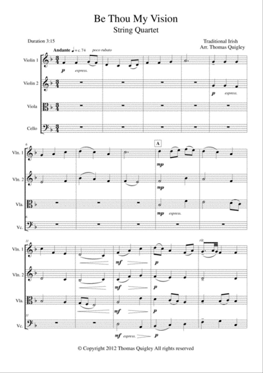 Be Thou My Vision Be Thou My Vision String Quartet scores gallery preview page 1