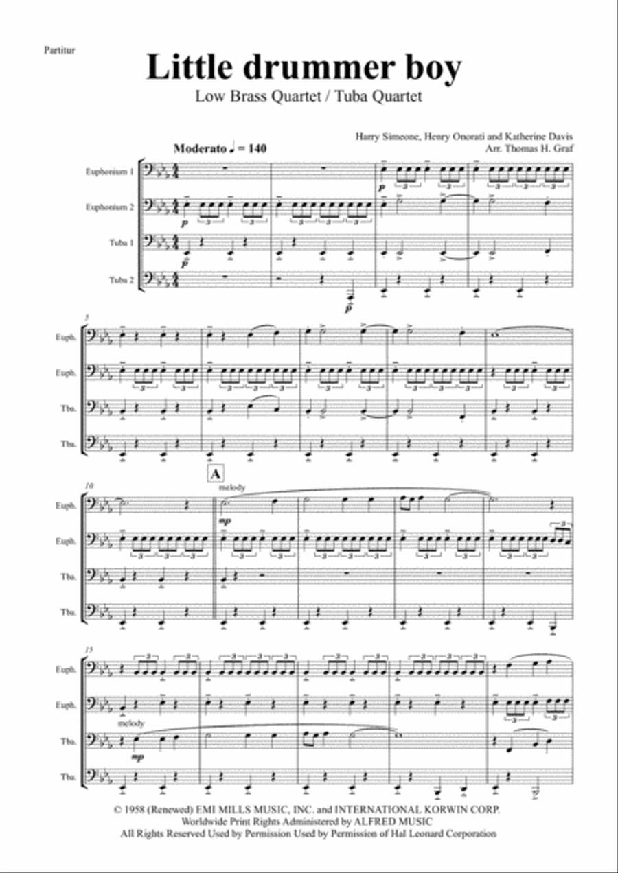 The Little Drummer Boy Tuba scores gallery preview page 1