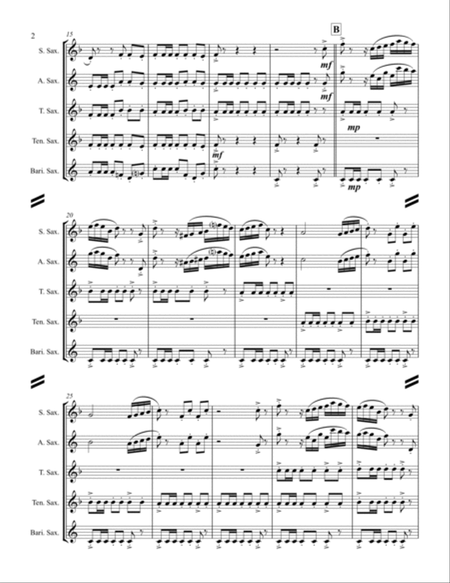 Tchaikovsky – Danse Espagnole (Spanish Dance) from Swan Lake (for Saxophone Quintet SATTB) Saxophone Quintet scores gallery preview page 3