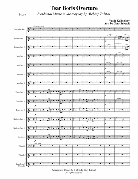 Tsar Boris Overture Woodwind Ensemble - Digital Sheet Music
