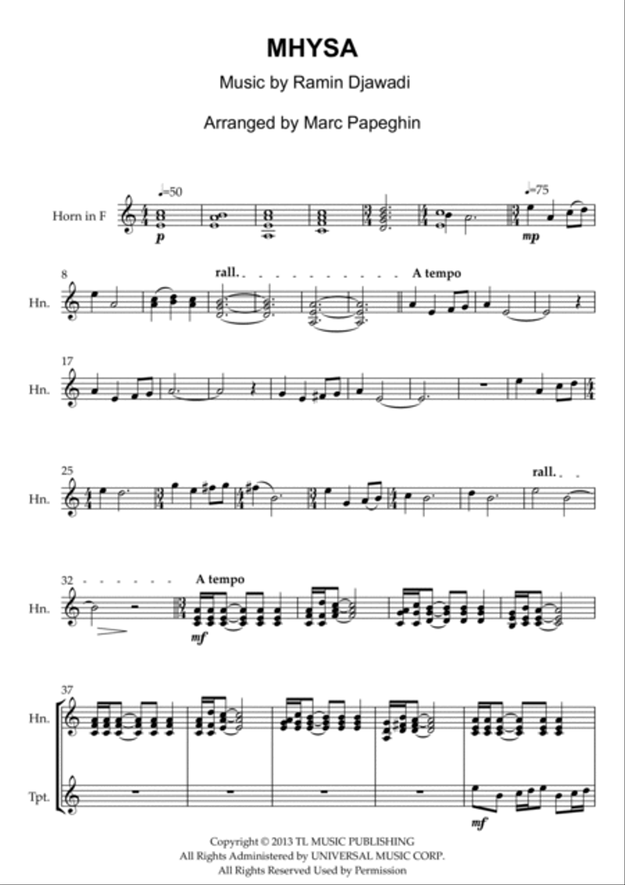 Mhysa Mhysa Brass Duet scores gallery preview page 2