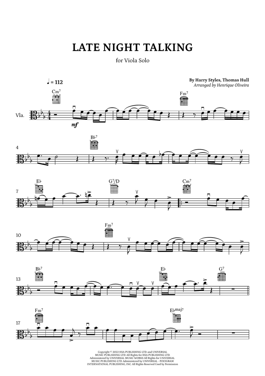 Late Night Talking Viola Solo scores gallery preview page 1