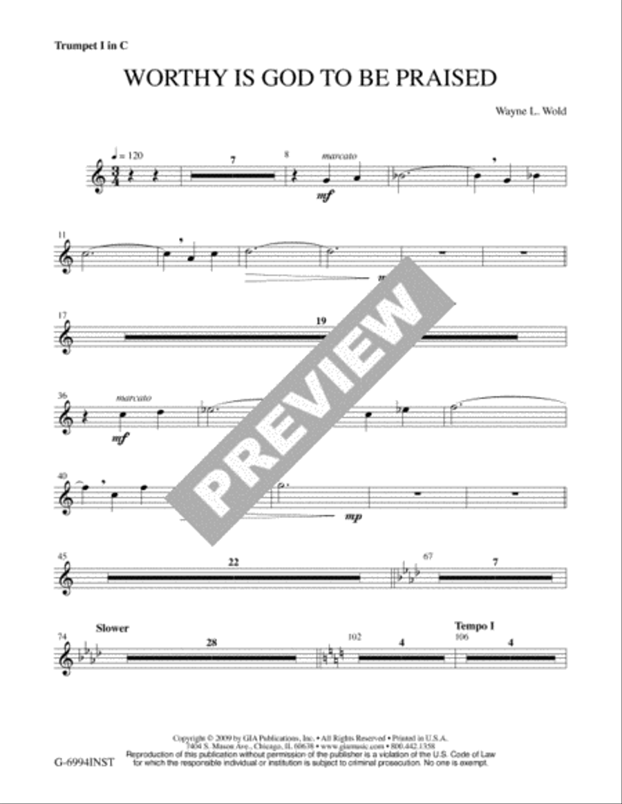 Worthy Is God to Be Praised - Instrument edition Trumpet scores gallery preview page 3