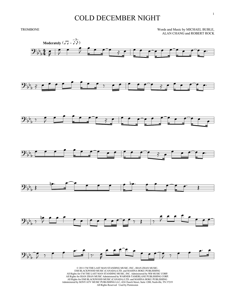 Cold December Night Trombone Solo scores gallery preview page 1