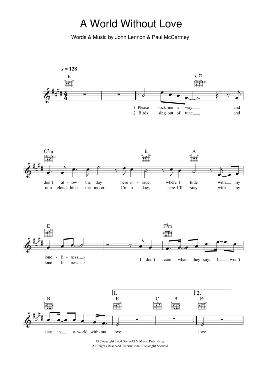 World Without Love World Without Love Piano scores gallery preview page 1