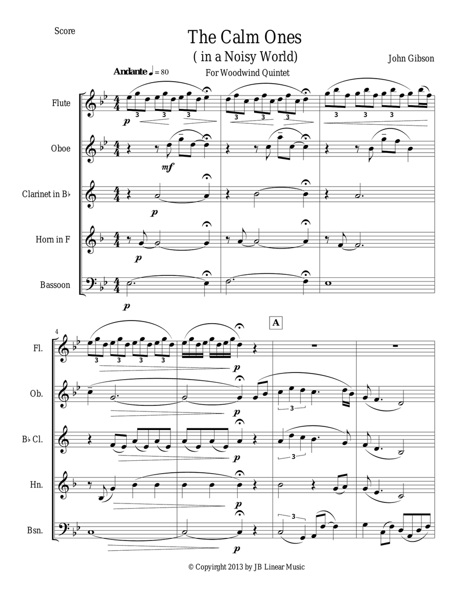 The Calm Ones (in a Noisy World) - woodwind quintet Woodwind Quintet scores gallery preview page 1