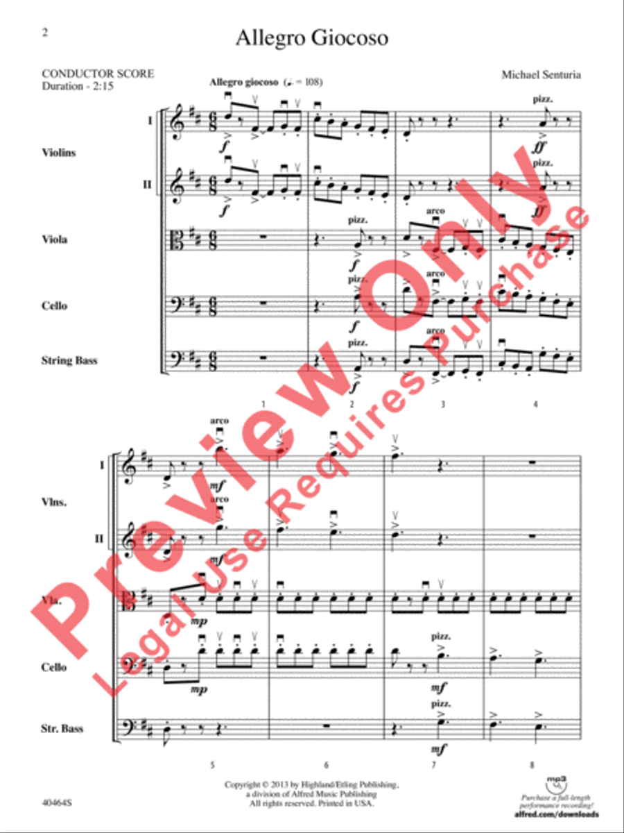 Allegro Giocoso String Orchestra scores gallery preview page 3