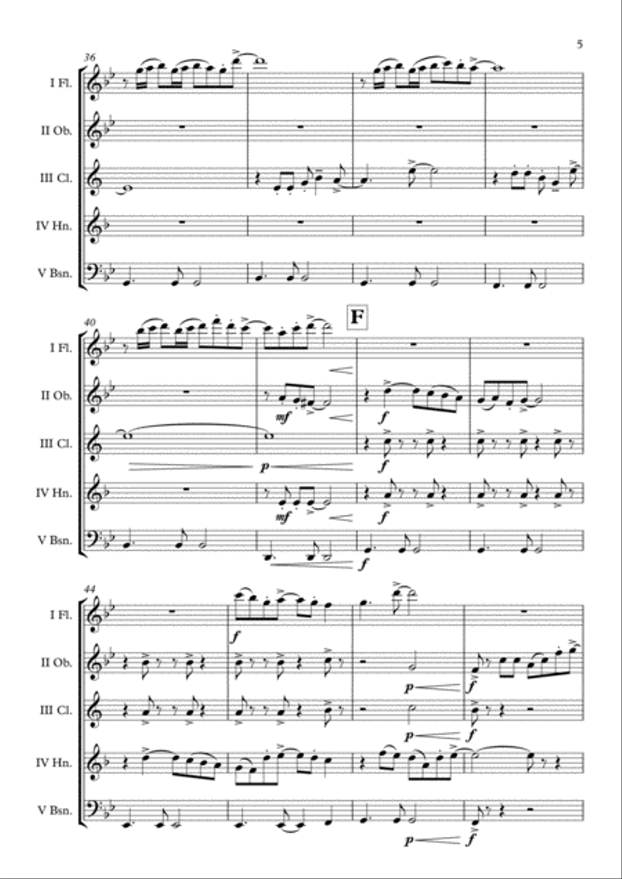 Hawaii Five-O Theme Woodwind Quintet scores gallery preview page 6