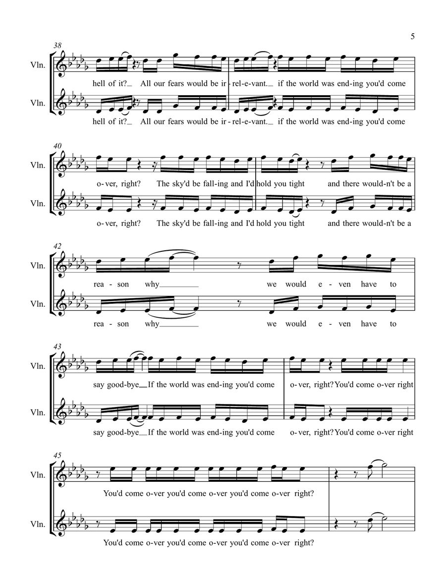 If The World Was Ending Violin Solo scores gallery preview page 5