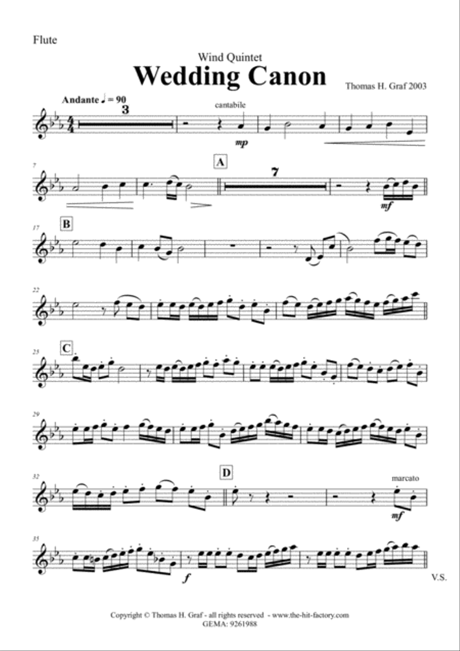 Wedding Canon - Festive Concert Piece - Wind Quintet Woodwind Quintet scores gallery preview page 5
